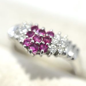 Pt900 プラチナ900 リング ルビー 0.45ct メレダイヤ 0.23ct