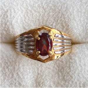 K18/Pt900　ガーネット リング