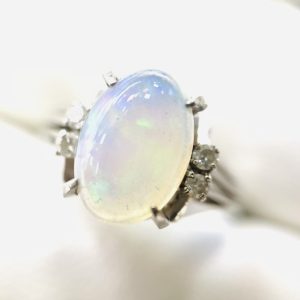 Pt850 ダイヤモンド オパール リング