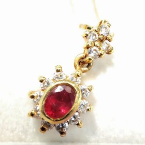 K18 18金 ガーネット メレダイヤ ネックレストップ