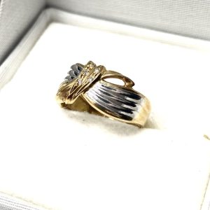 K18 Pt900 コンビ  メレダイヤ リング