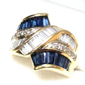 K18 18金 サファイア 1.06ct ダイヤ 0.60ct リング