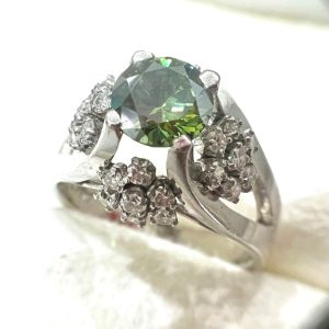 Pt900 グリーンダイヤ メレダイヤ リング