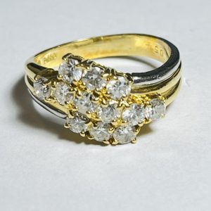 K18/Pt850 ダイヤ1.05ct コンビ リング