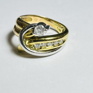 K18/Pt900 ダイヤモンド0.25ct コンビリング
