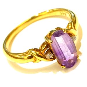 K18 アメジスト メレダイヤモンド付き リング