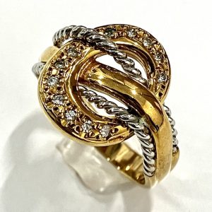 K18ベースPt900 メレダイヤ付きリング