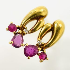K18 ルビー0.3ctメレダイヤ0.01ct付ピアス