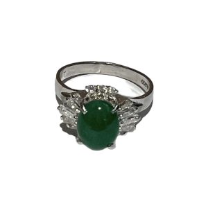 Pt900 翡翠　メレダイヤ　リング