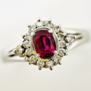 Pt900 ルビー0.8ctメレ0.15ct付リング