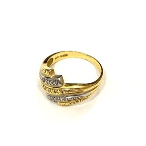 K18 Pt900 金 プラチナ ハーフ メレ リング