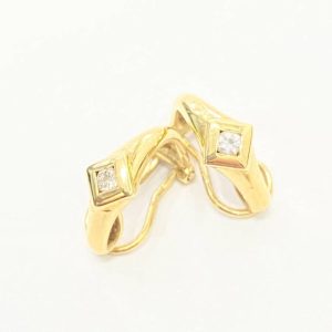 K18 0.02ct メレダイヤ付き イヤリング