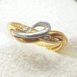 K18 Pt900 コンビ メレダイヤリング