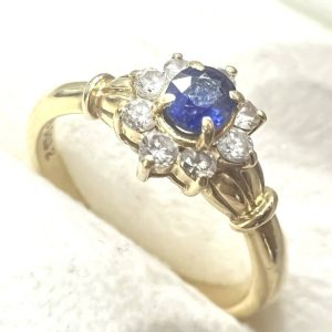 K18 サファイア メレダイヤ リング