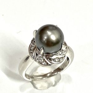 Pt850メレダイヤ&パールリング