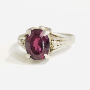 Pt900 リング ルビー メレダイヤモンド付き