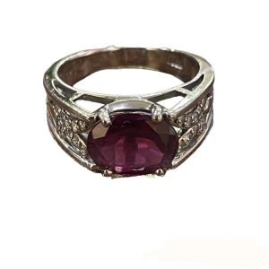Pt900 ガーネット メレダイヤ リング