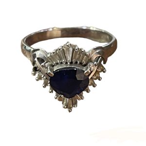 Pt900 サファイア メレダイヤ リング