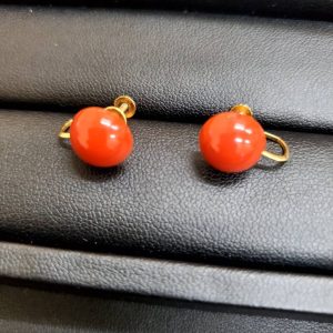イヤリング サンゴ K18 金 ジュエリー 宝石
