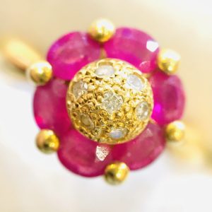 K18 リング ダイヤモンド ルビー