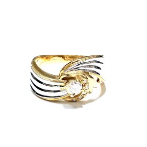 K18 Pt900 18金 プラチナ プラチナベース ダイヤ付き リング 指輪