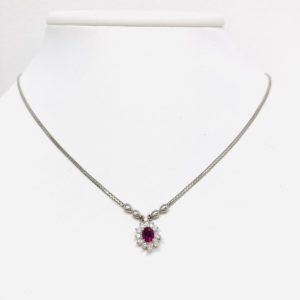 Pt900 ルビー メレダイヤ ネックレス