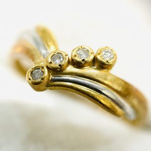 K18/Pt900 メレダイヤコンビリング 0.04ct