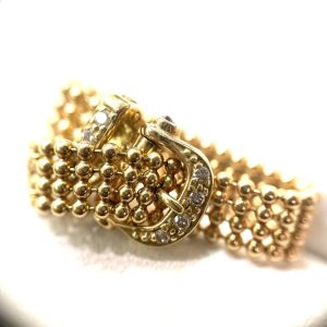 K18 ベルト型 ダイヤモンド付 リング