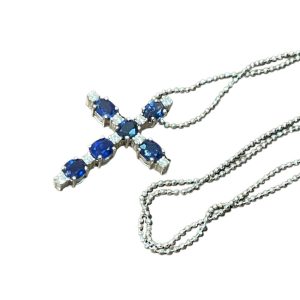 K18WG サファイア メレダイヤ ネックレス