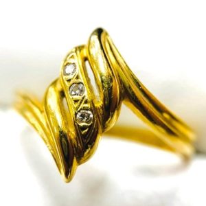 K18(18金) メレダイヤ付きリング