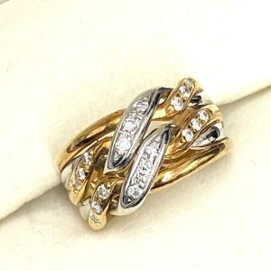 K18 18金 Pt900 プラチナ900 コンビ メレダイヤ リング