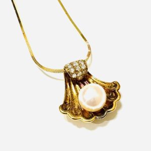 K18 メレダイヤ0.20ct&パール ネックレス