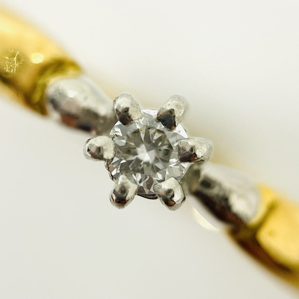K18/Pt900メレダイヤの指輪