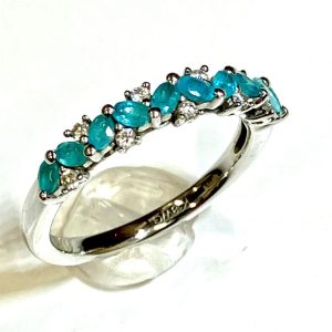 K18WGパライバトルマリン&メレダイヤリング