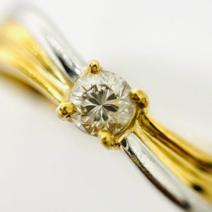 K18 Pt850コンビ メレダイヤ0.18ct付リング