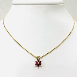 K18 ルビー0.48ct＆メレダイヤ0.06ct付ネックレス