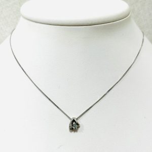 Pt850 アクアマリン0.1ct＆メレダイヤ0.03ct付ネックレス