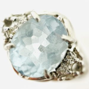 Pt900アクアマリン1.8ct＆メレダイヤ0.13ct付リング