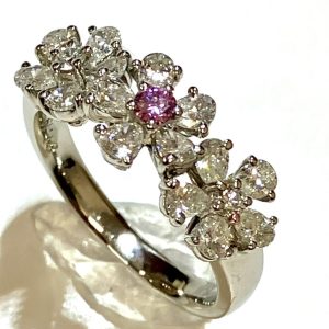 Pt900 0.08ctピンクダイヤモンド&1.19ctダイヤモンドリング