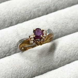 K18/Pt900 ルビー付きリング