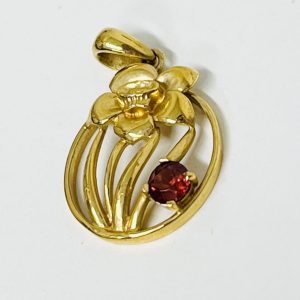 K18 18金 ガーネット付きトップ