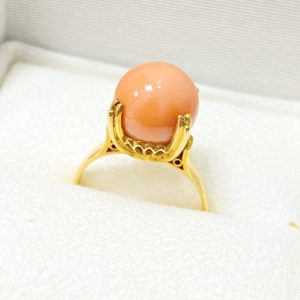 桃色珊瑚 K18 リング