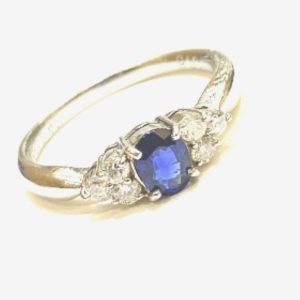 Pt900 ブルーサファイア メレダイヤ リング