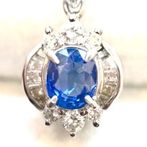 Pt900 ネックレス ダイヤモンド サファイア