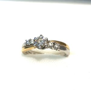 Pt900 K18 ダイヤモンド付きコンビリング