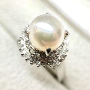Pt900 ダイヤモンド パール リング