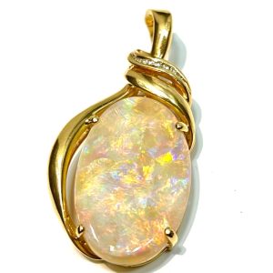 14K ネックレストップ オパール メレダイヤ