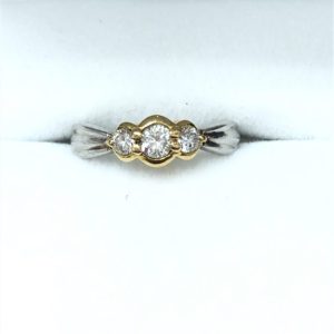 Pt900(プラチナ900)ベースK18(18金) ダイヤモンド付 リング アクセサリー