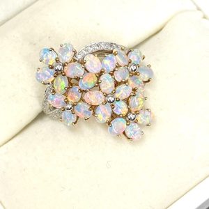 K18WG 18金ホワイトゴールド オパール ダイヤ リング