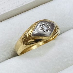 K18(18金)/Pt900(プラチナ900) 18金ベースプラチナ900 メレダイヤ付き リング アクセサリー